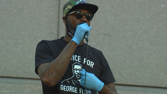 Former NBA players led by George Floyd's friend Stephen Jackson hold rally pushing for change