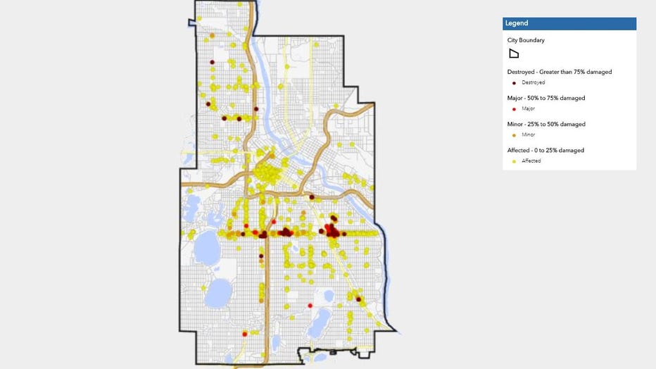 Minneapolis riots damage map