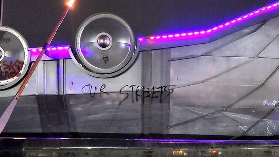 Anti-police messages spray-painted at U.S. Bank Stadium, Federal Courthouse in Minneapolis