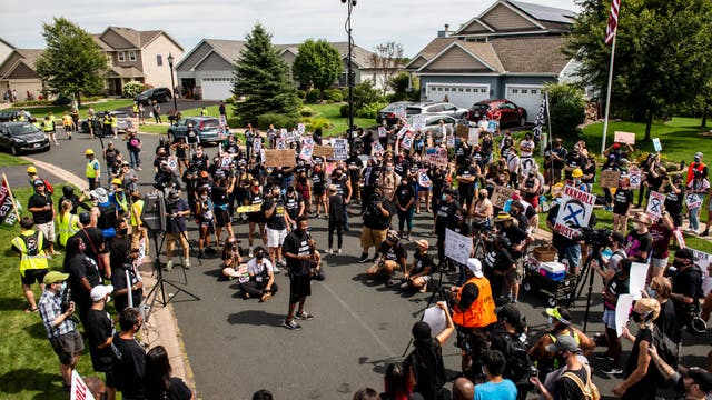 Officials call house candidate’s words at Hugo, Minn. protest ‘grossly inappropriate’ but not felonious