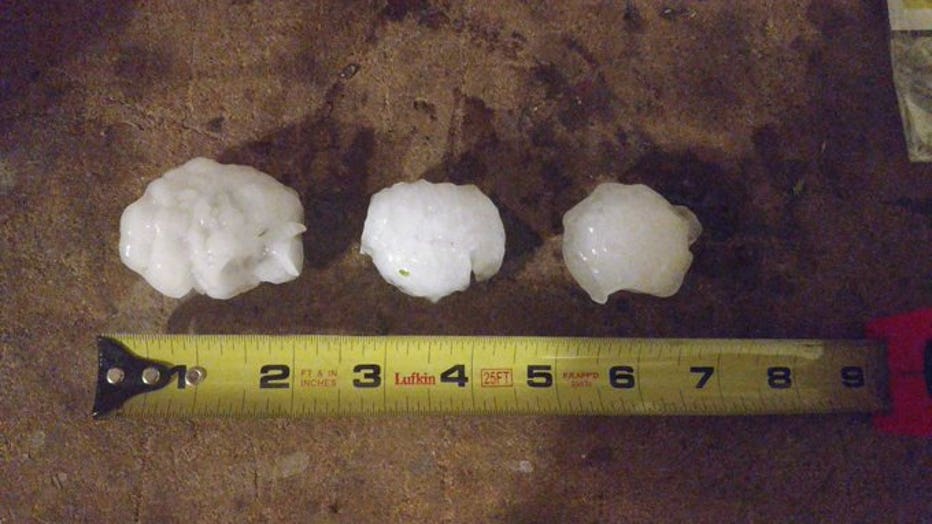 Hail near Montrose, Minnesota.