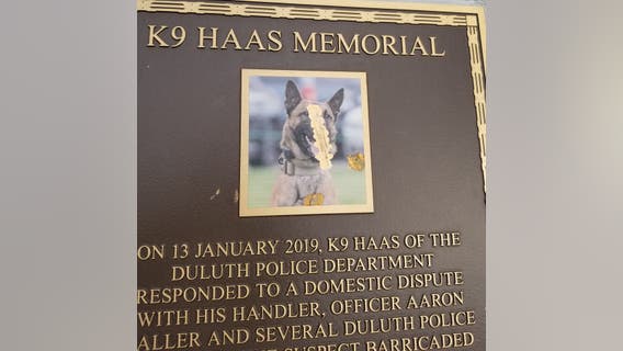Plaque of Duluth K-9 officer killed in the line of duty vandalized, reward offered