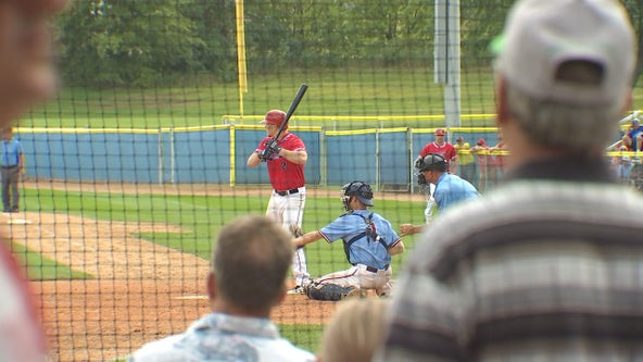 Former Minnesota Twin Corey Koskie homers for Loretto Larks in town ball game