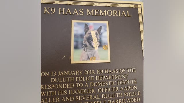 Plaque of Duluth K-9 officer killed in the line of duty vandalized, reward offered