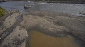 Rare lowered water levels on Mississippi River draws the curious to Minneapolis