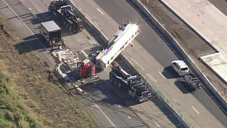 Albertville semi rollover