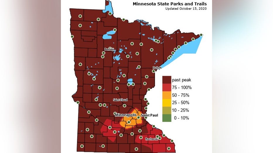 DNR Most of Minnesota passes peak fall colors