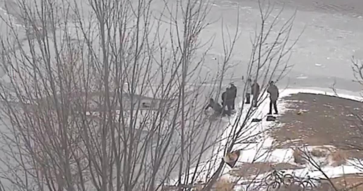 Video shows father, police officer save boy who fell through ice in ...