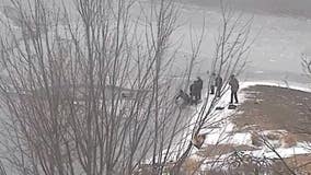 Video shows father, police officer save boy who fell through ice in Wisconsin