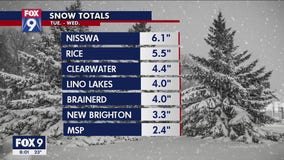 Twin Cities sees 2-4 inches of snow Tuesday, over 6 reported in Greater Minnesota