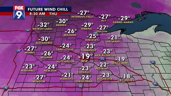 Subzero wind chills expected in Minnesota on Christmas Eve morning
