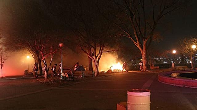 Fire at encampment in St. Paul's Kellogg Park spreads to 7 tents