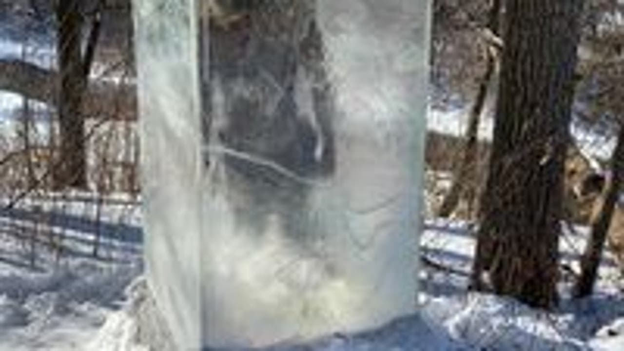 Frozen Caveman Sculpture Appears On Minneapolis Trail FOX 9   Ice Man 2 