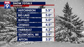 Snow totals: 2-3.5 inches in Twin Cities, 5.5 in Hutchinson
