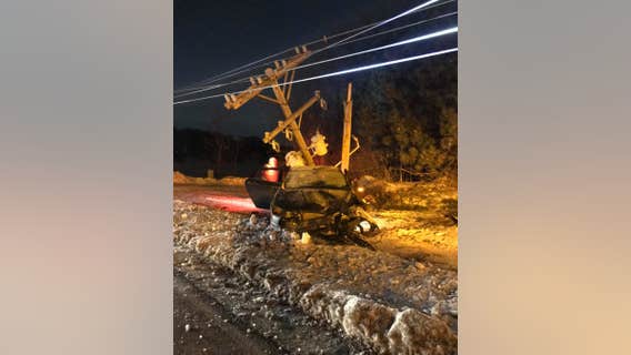1 injured in crash that took down power lines in Savage, Minnesota