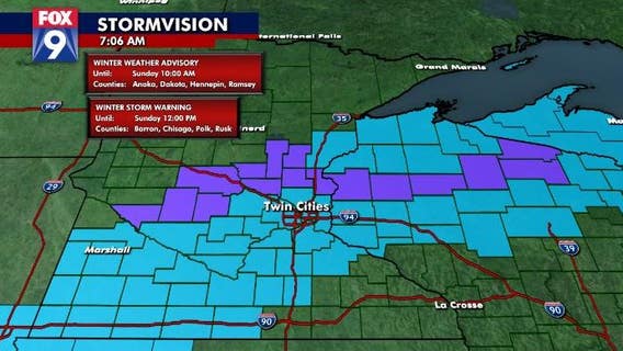 Twin Cities wakes to snow as temperatures dip on Sunday