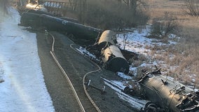 22 freight train cars carrying molten sulfur and asphalt derail in Plymouth, Minnesota