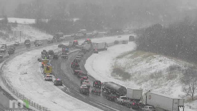 Crews respond to crashes, jackknifes, spinouts in slushy road conditions Monday