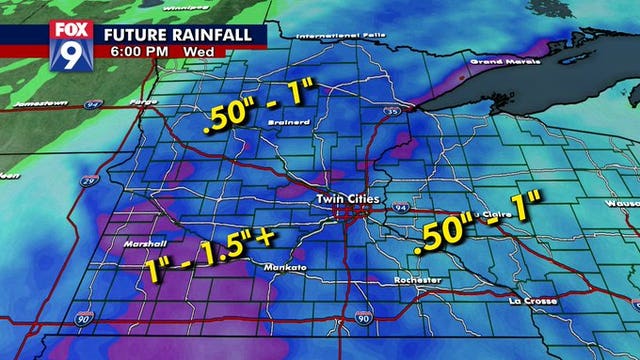 Wet first half of week could bring more than inch of rain to many