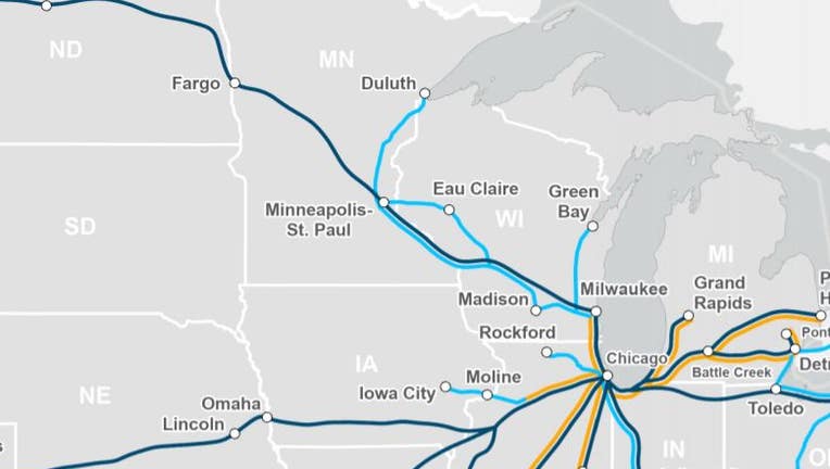 Midwest Amtrak routes