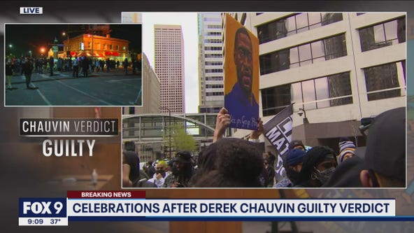 Crowds celebrate in downtown Minneapolis after Chauvin verdict