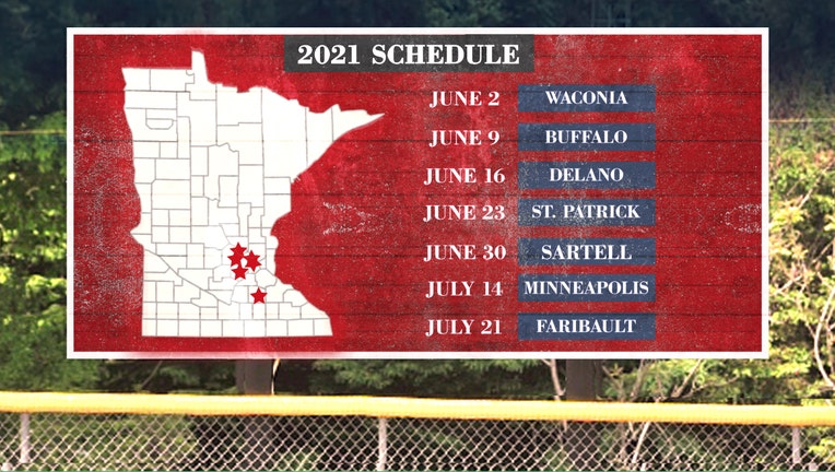 2021 FOX 9 Town Ball Tour schedule.