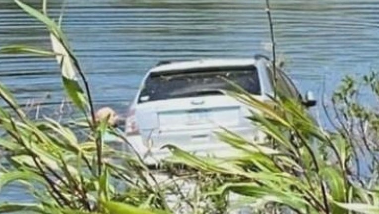 car into pond