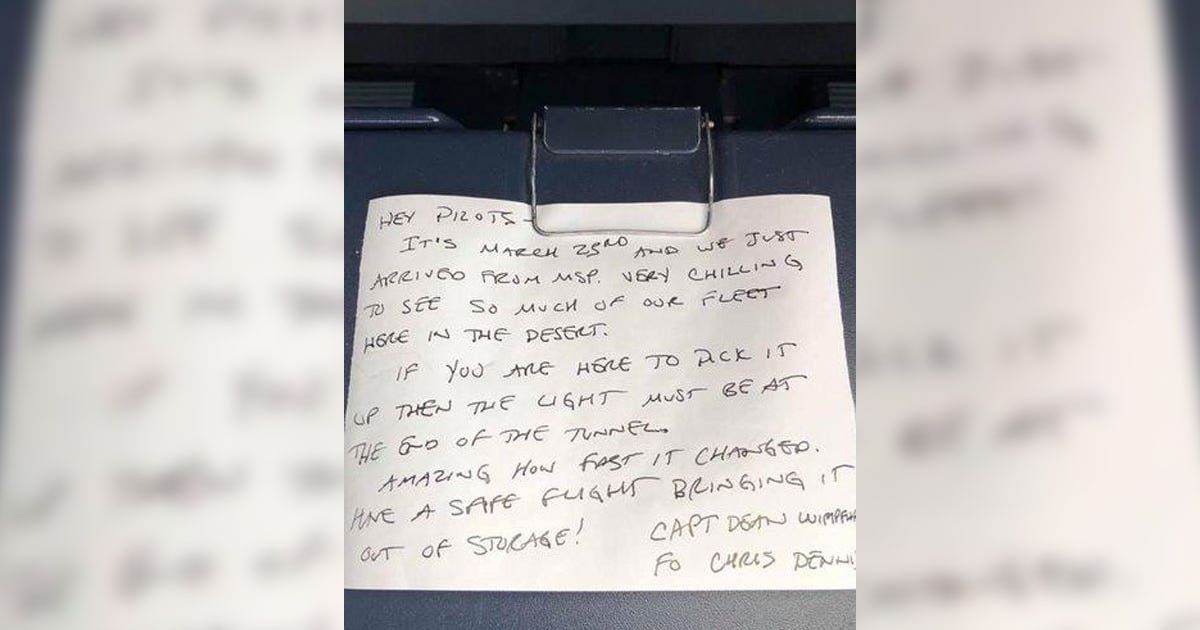 Delta pilot's March 2020 note rediscovered as plane returns to service ...