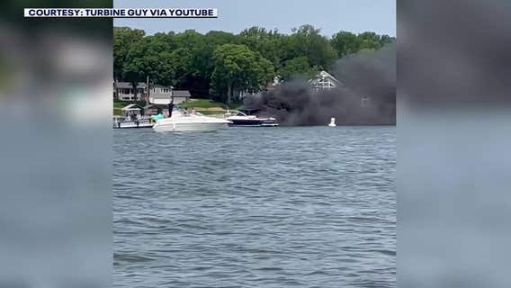 Video: Boat catches fire on Lake Minnetonka Saturday