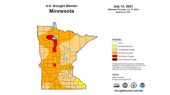 Minnesota reaches 'drought warning' phase, 52% of state experiencing severe drought