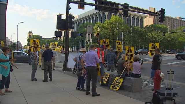 Protesters gather in Minneapolis in support of Cuban people amid economic crisis
