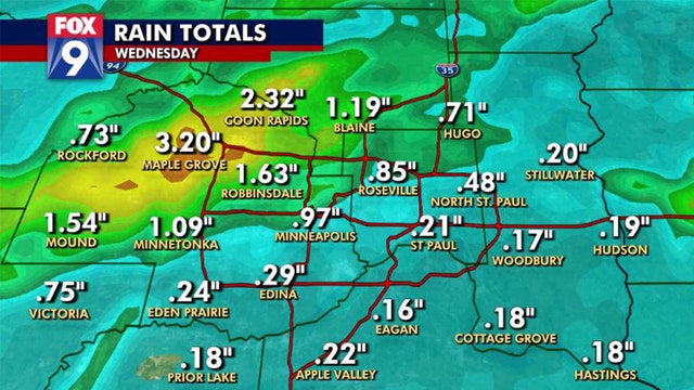 Rain totals: Heavy downpours in northwest metro drop up to 3 inches of rain