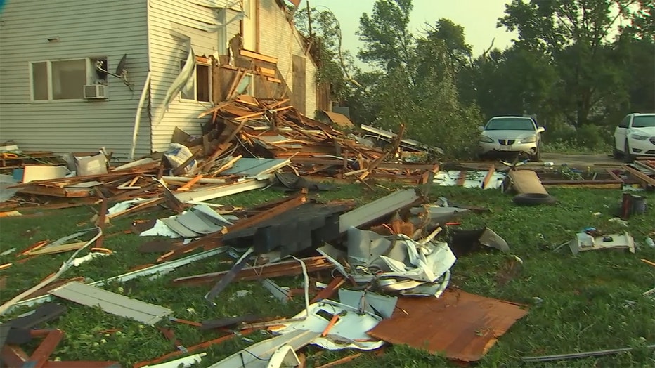 Storm damage in New Richmond, Wisconsin.
