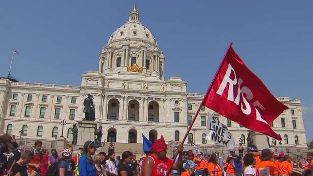 Hundreds of Line 3 pipeline protesters rally at Minnesota State Capitol