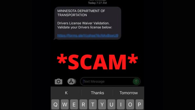 MnDOT, DVS warn about phishing scam involving texts about your driver's license