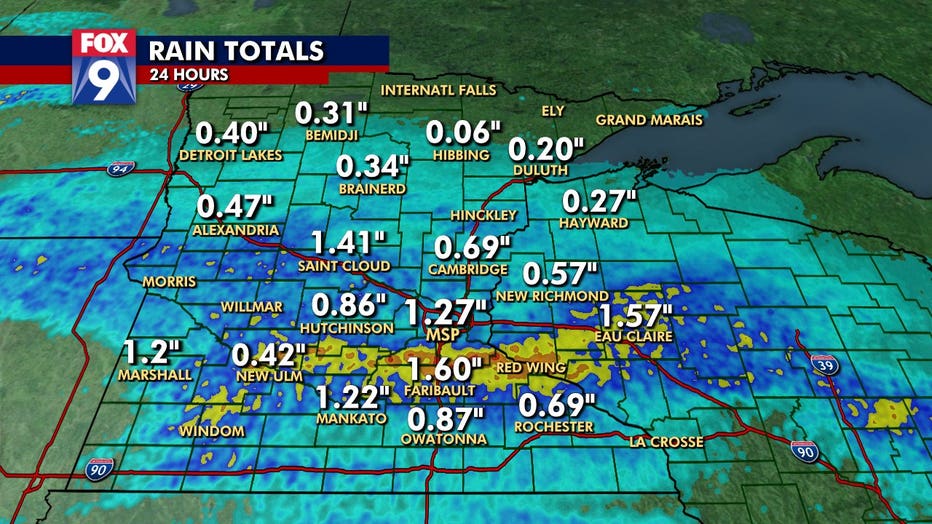 Rain totals for August 24, 2021. 