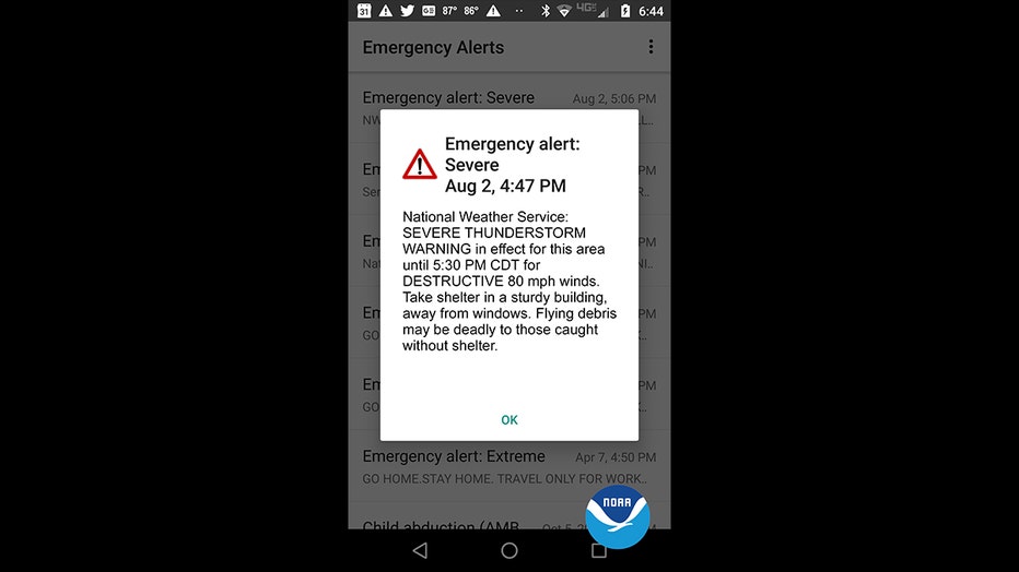 wireless emergency alert destructive storms