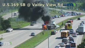 State Patrol: Serious injuries in fiery crash between dump truck and pickup on Highway 169