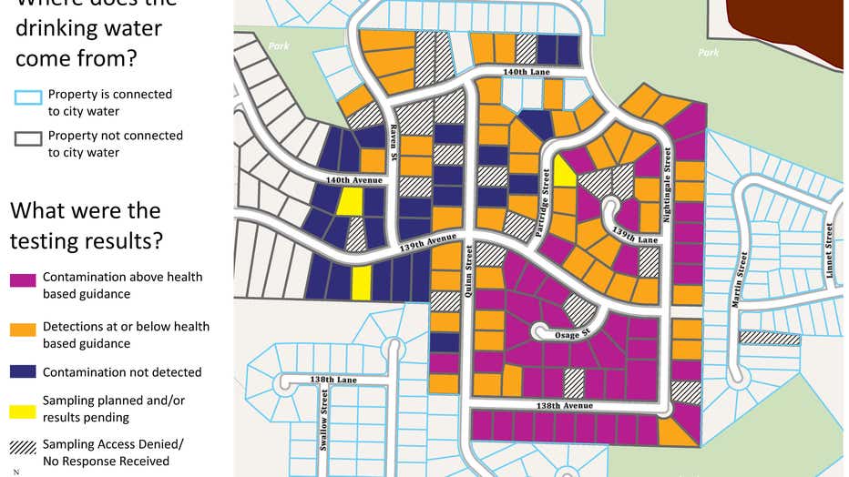 map marking contaminated areas