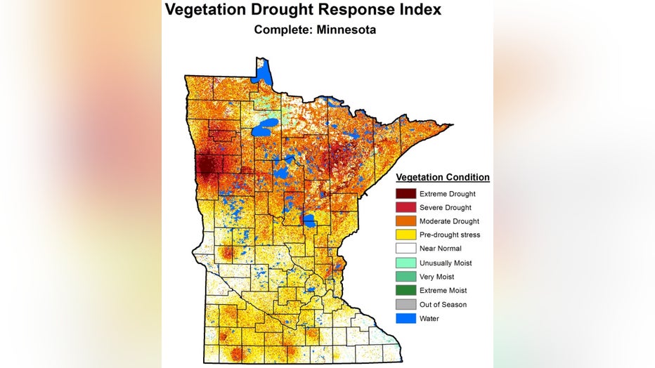 Vegetation Drought Response Index in Minnesota.