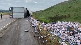 Semitruck hauling Leinenkugel's beer crashes on I-94 in Wisconsin