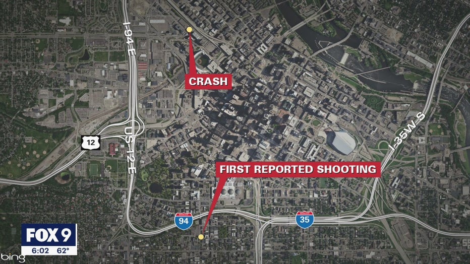 Minneapolis deadly shooting and crash map