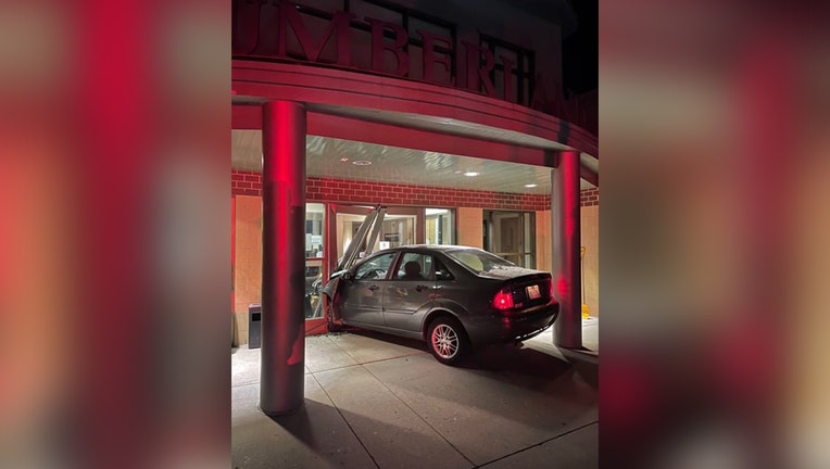 cumberland wi car into city hall