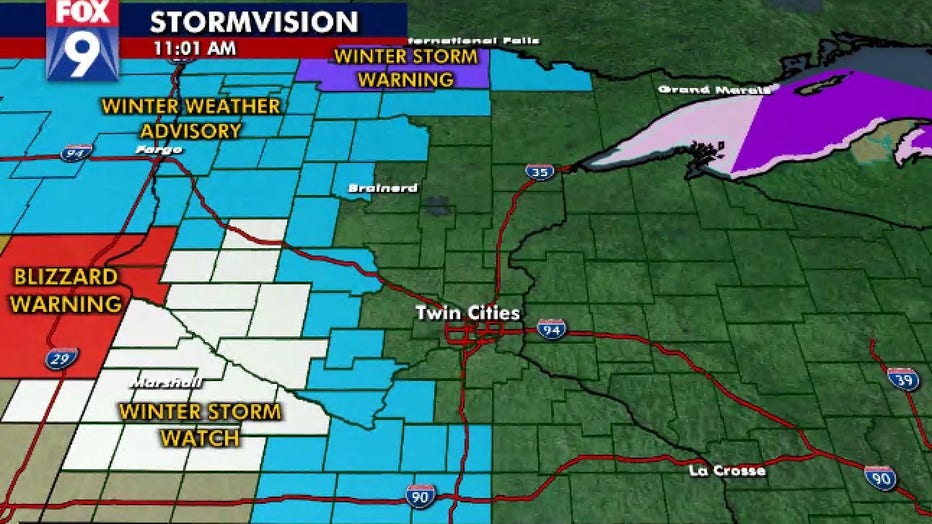 Minnesota winter weather map Nov. 11, 2021