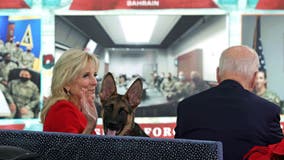 Bidens’ new puppy joins Christmas Day calls to the troops