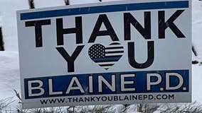 Police: Instacart driver ran over groceries over 'Thank You Blaine PD' sign