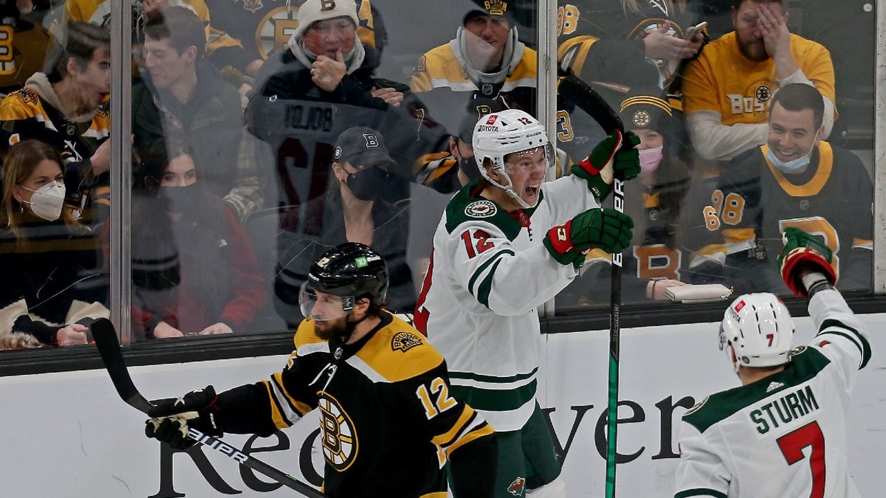 Kaprizov hurt, Boldy scores first NHL goal in Wilds 3-2 win at Boston