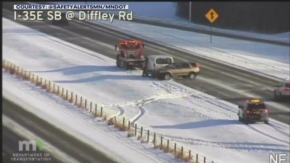 Video: SUV slams into stopped vehicle along I-35E in Eagan, Minn.