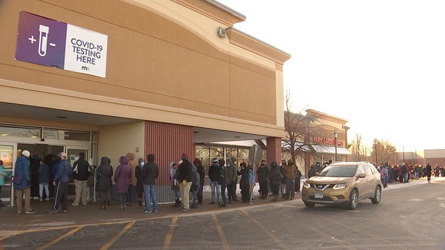 Minnesotans line up in frigid cold for COVID-19 test in Brooklyn Park
