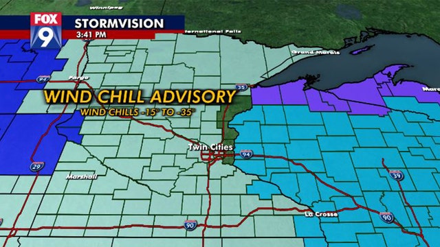 Artic air settles in across Minnesota, Wind Chill Advisory in effect